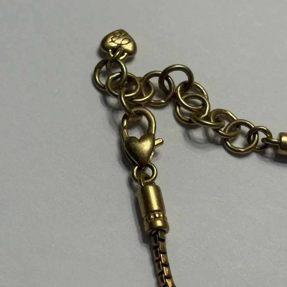 Brighton “Francesca” Brushed Gold Necklace Gold Coral Red Round Pendant Chain